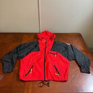 Vtg Marlboro Adventure Team Red‎ Black Nylon Windbreaker Jacket XL Taiwan 90s